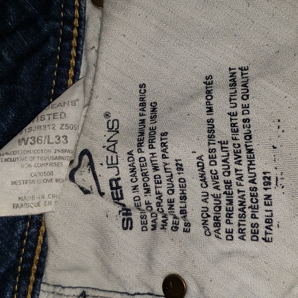 SILVER Twisted Boot Cut Distressed Jeans Size 36x31.5 - Picture 4 of 10